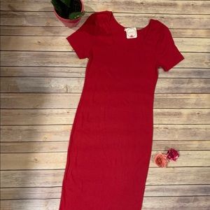 Knee Length Flattering Red Dress NWT Form Fitting